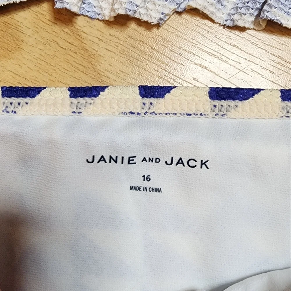 NWT‎ Janie and Jack Blue White Geo Printed 2 peice bikini set. Kids size 16.